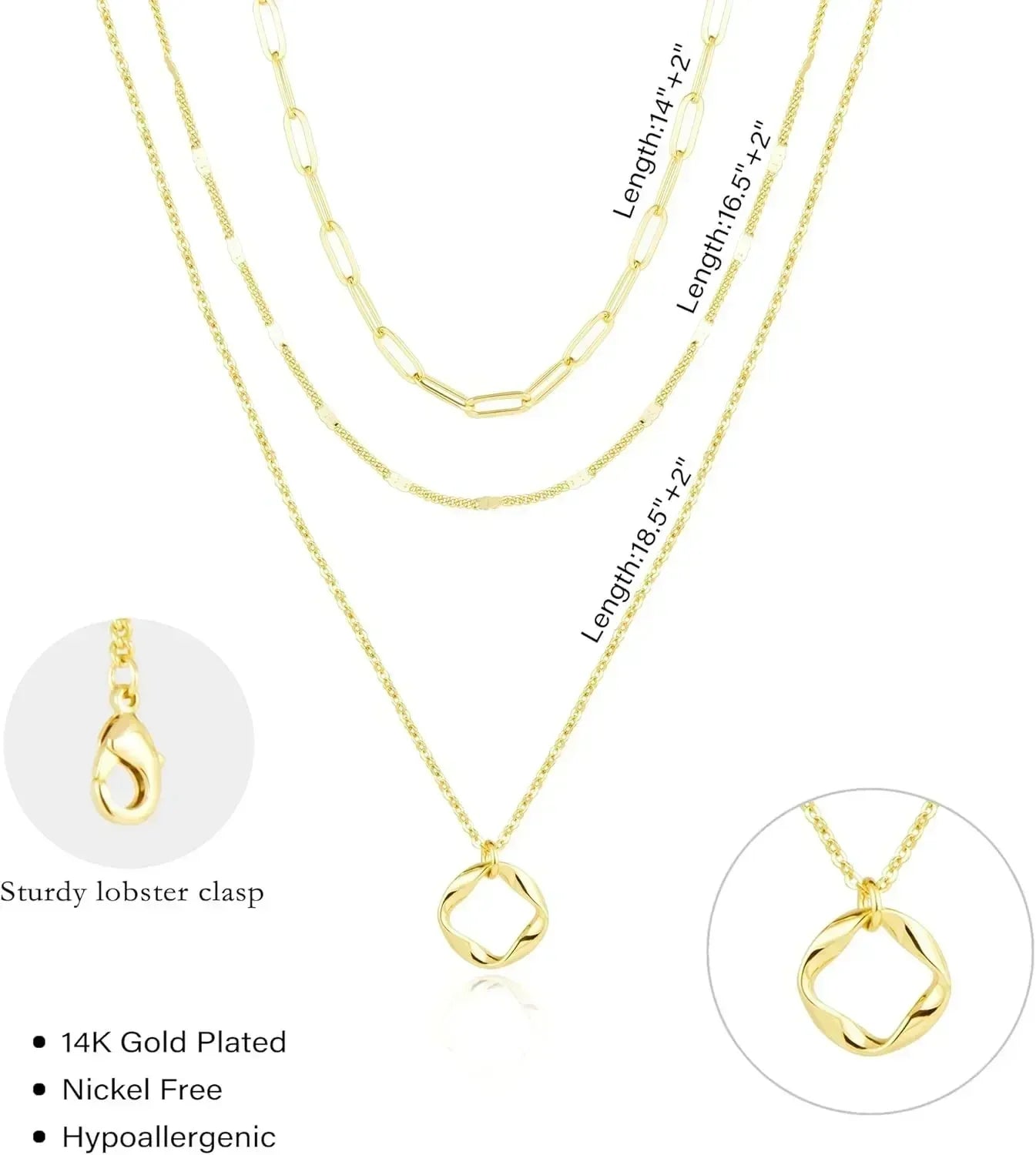 Layered Gold Necklaces for Women Stackable14K Gold Silver Plated Circle Paperclip Chain Pendant Choker Necklace Set For Woman - THE ONLY Mars Emporium