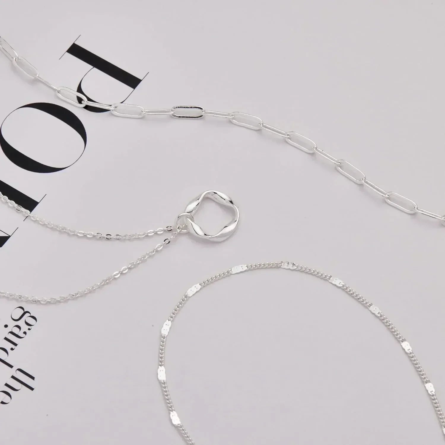 Layered Gold Necklaces for Women Stackable14K Gold Silver Plated Circle Paperclip Chain Pendant Choker Necklace Set For Woman - THE ONLY Mars Emporium