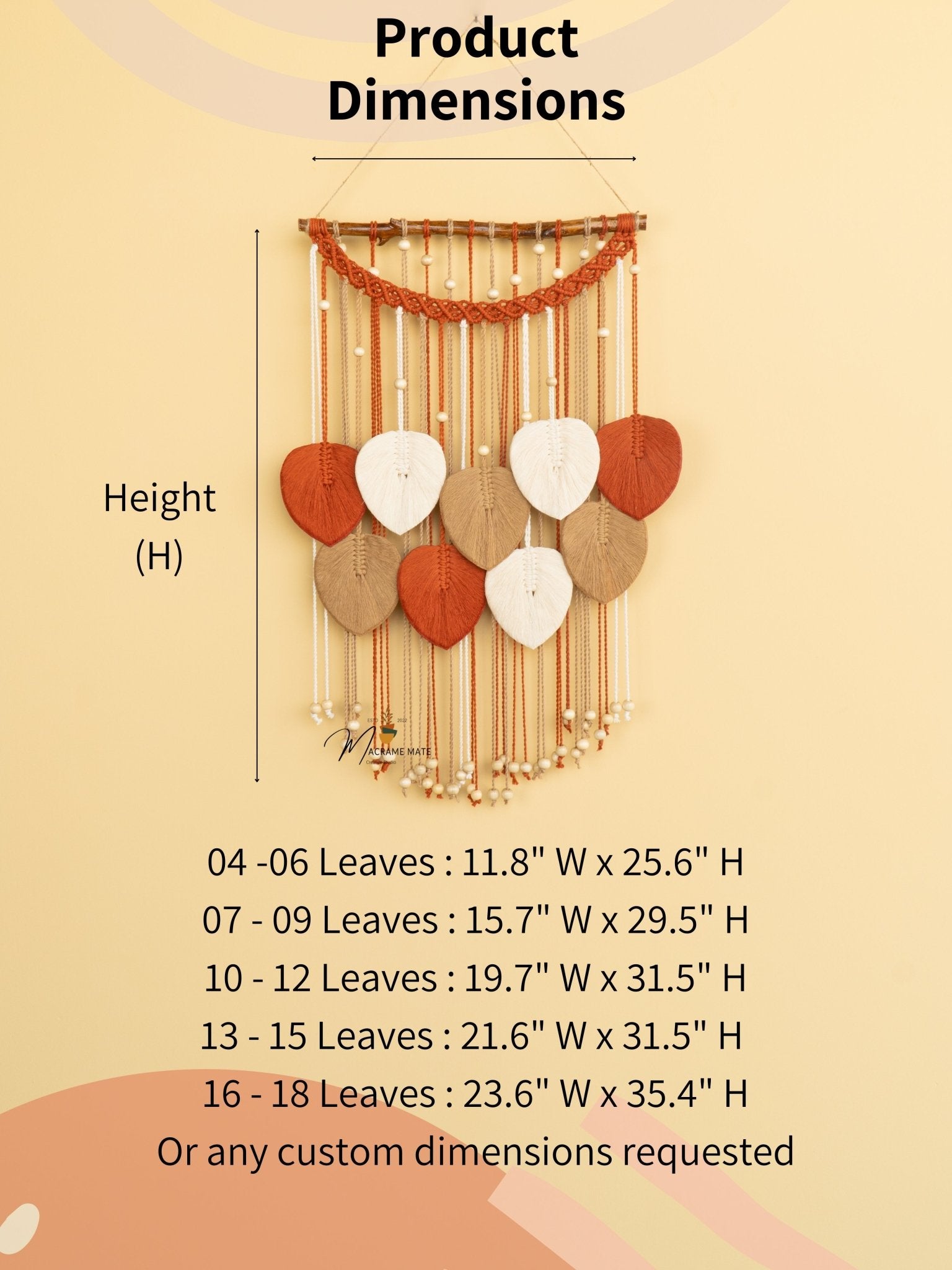 Levia Warm Macrame Leaf Hangings - THE ONLY Mars Emporium