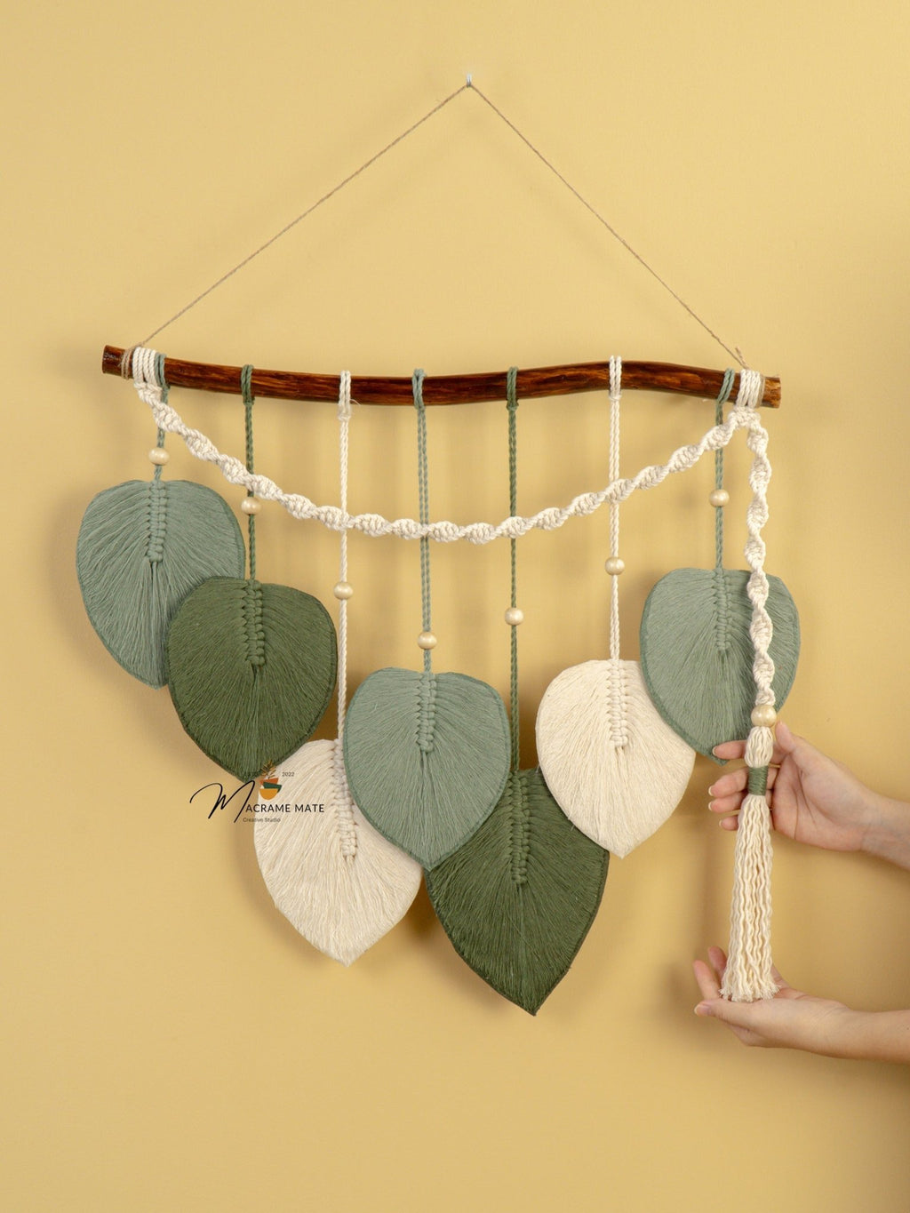 Macrame Leaf Hanging Tassel Tone Green - THE ONLY Mars Emporium