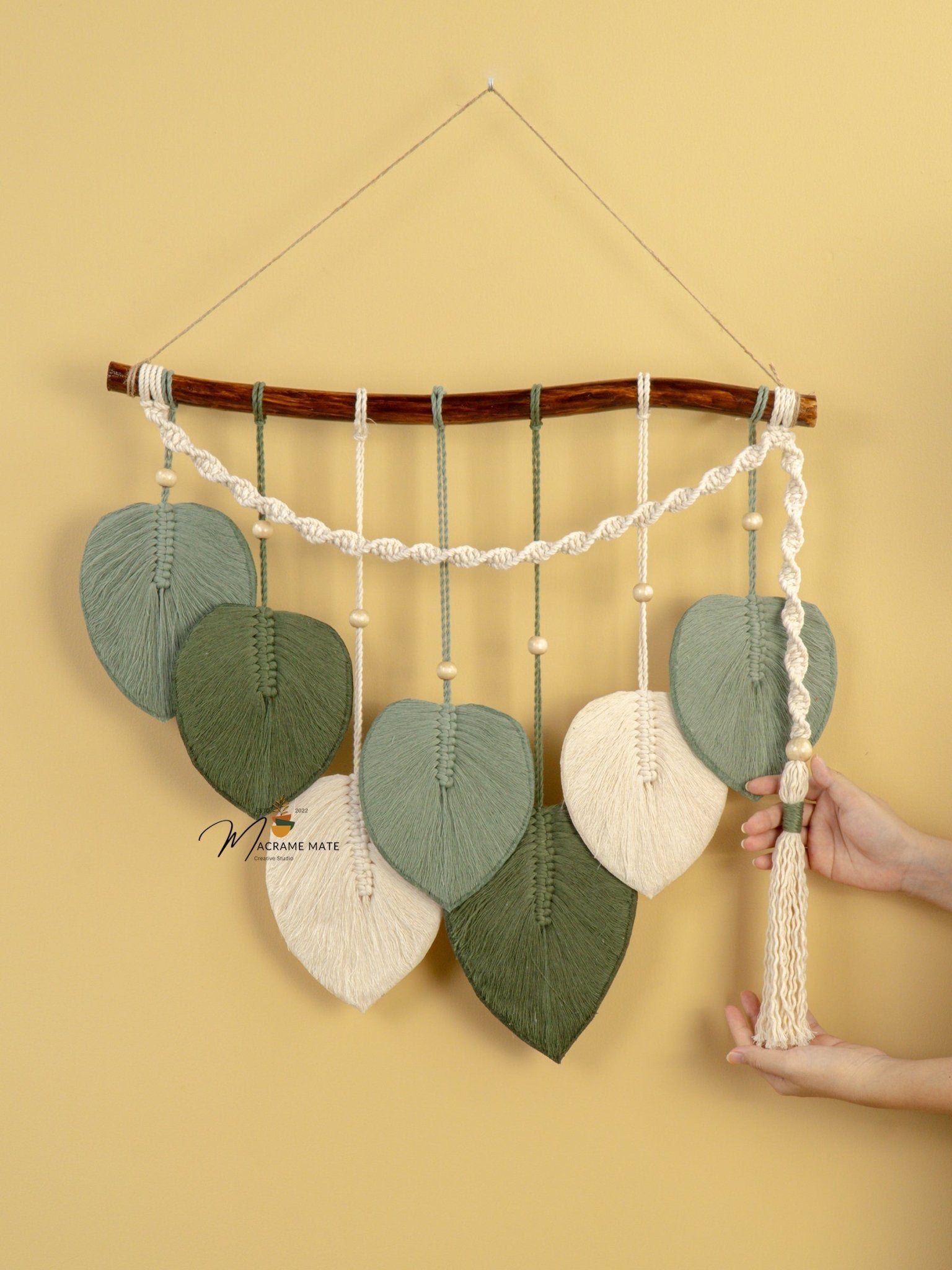 Macrame Leaf Hanging Tassel Tone Green - THE ONLY Mars Emporium