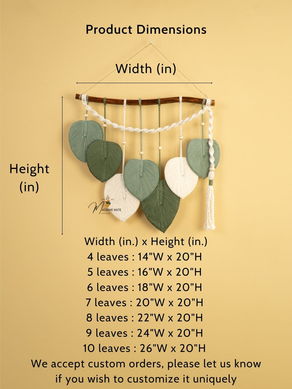 Macrame Leaf Hanging Tassel Tone Green - THE ONLY Mars Emporium