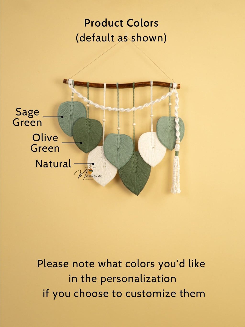 Macrame Leaf Hanging Tassel Tone Green - THE ONLY Mars Emporium