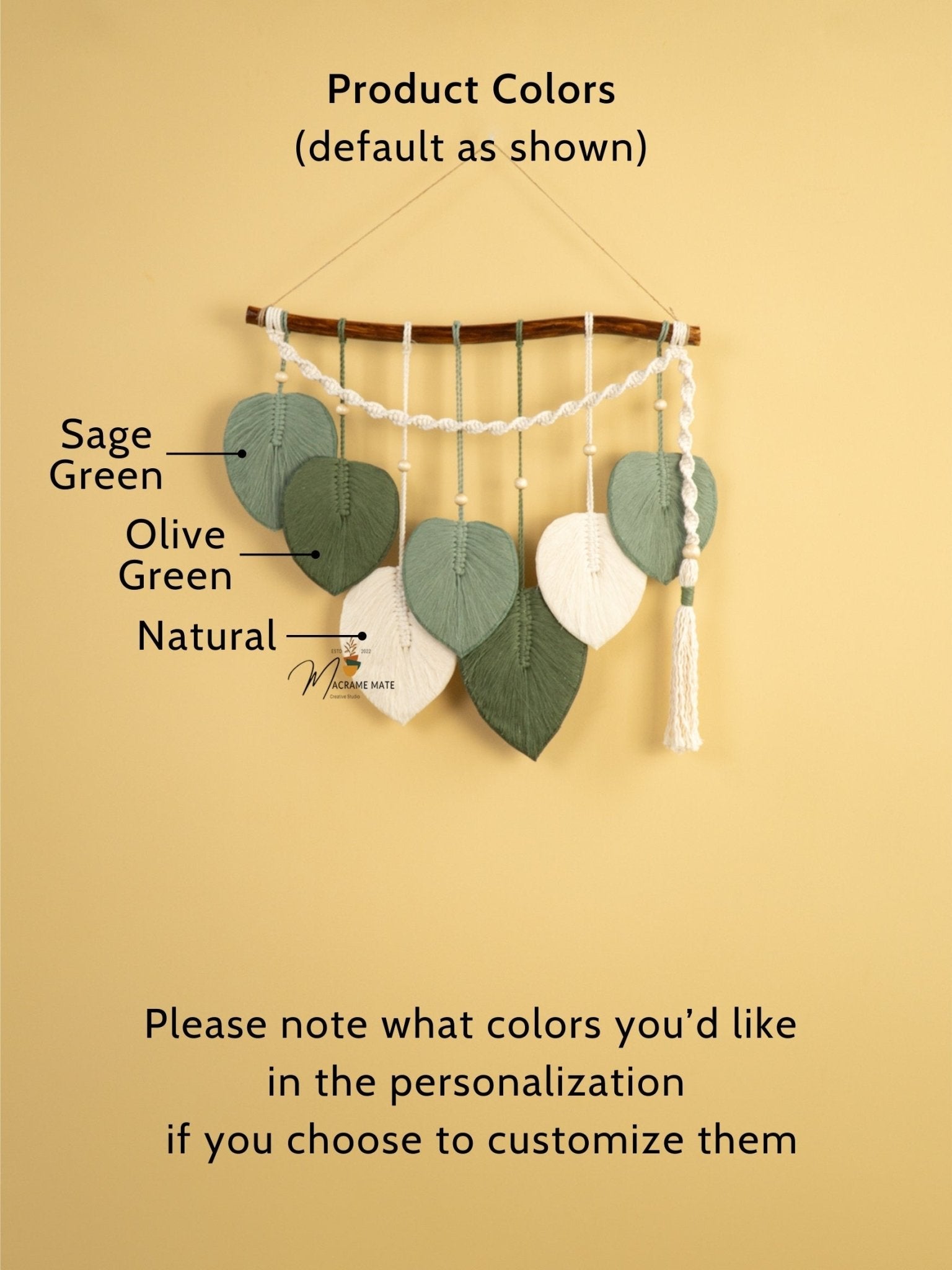 Macrame Leaf Hanging Tassel Tone Green - THE ONLY Mars Emporium