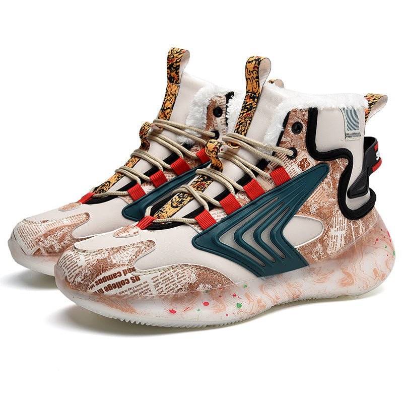 Men's trendy luminous running shoes student graffiti high - top shoes plus velvet warm sports shoes - THE ONLY Mars Emporium