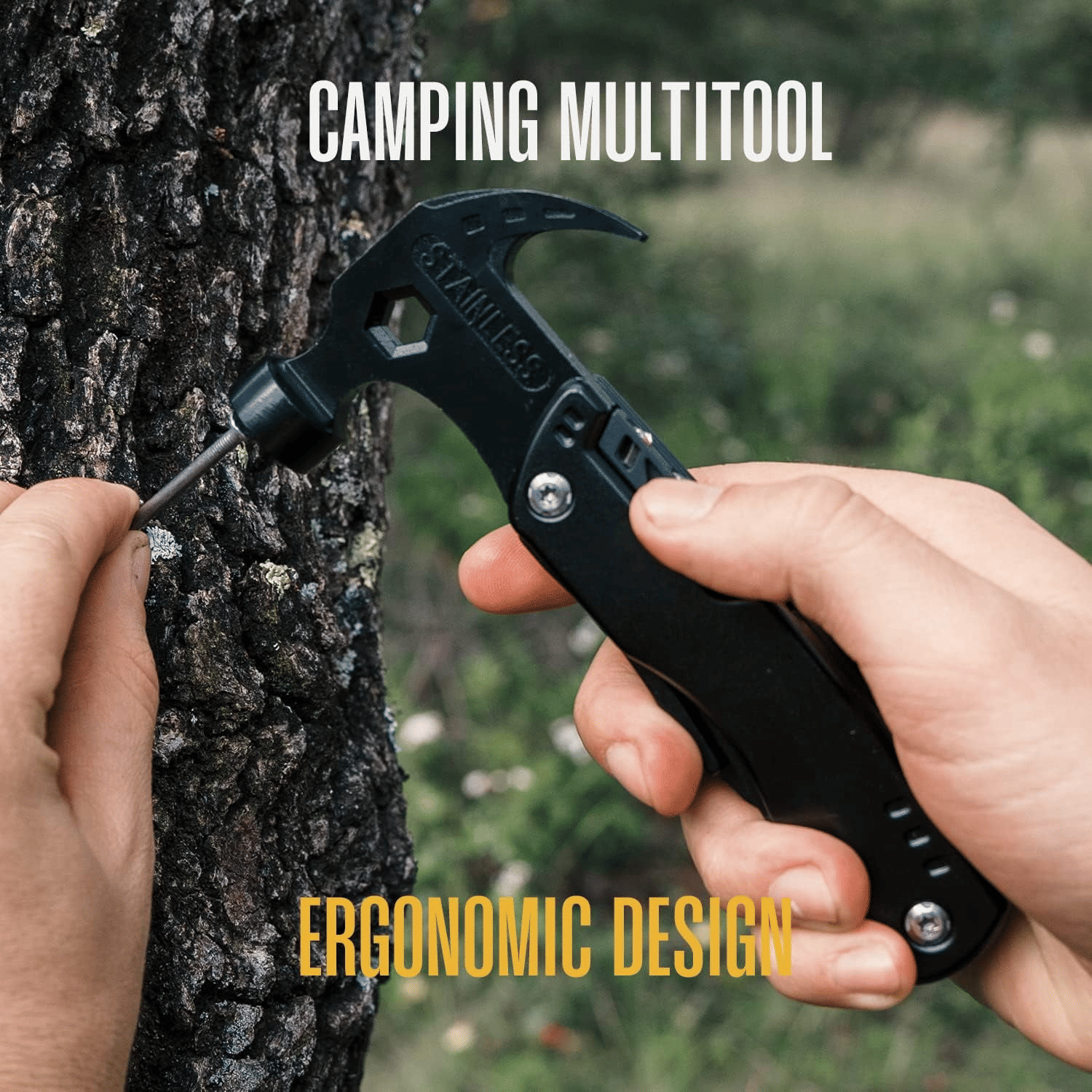 Multitool Camping Hammer, 12 in 1 Portable Survival Gear Tool, Stainless Steel Outdoor Camping Accessories with Durable Sheath Ideal Gifts for Men Dad - THE ONLY Mars Emporium
