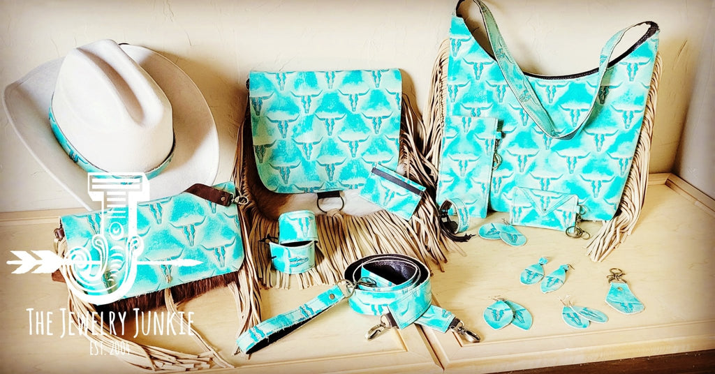 **Narrow Leather Cuff w/ Adjustable Tie Turquoise Steer Head 013j - THE ONLY Mars Emporium