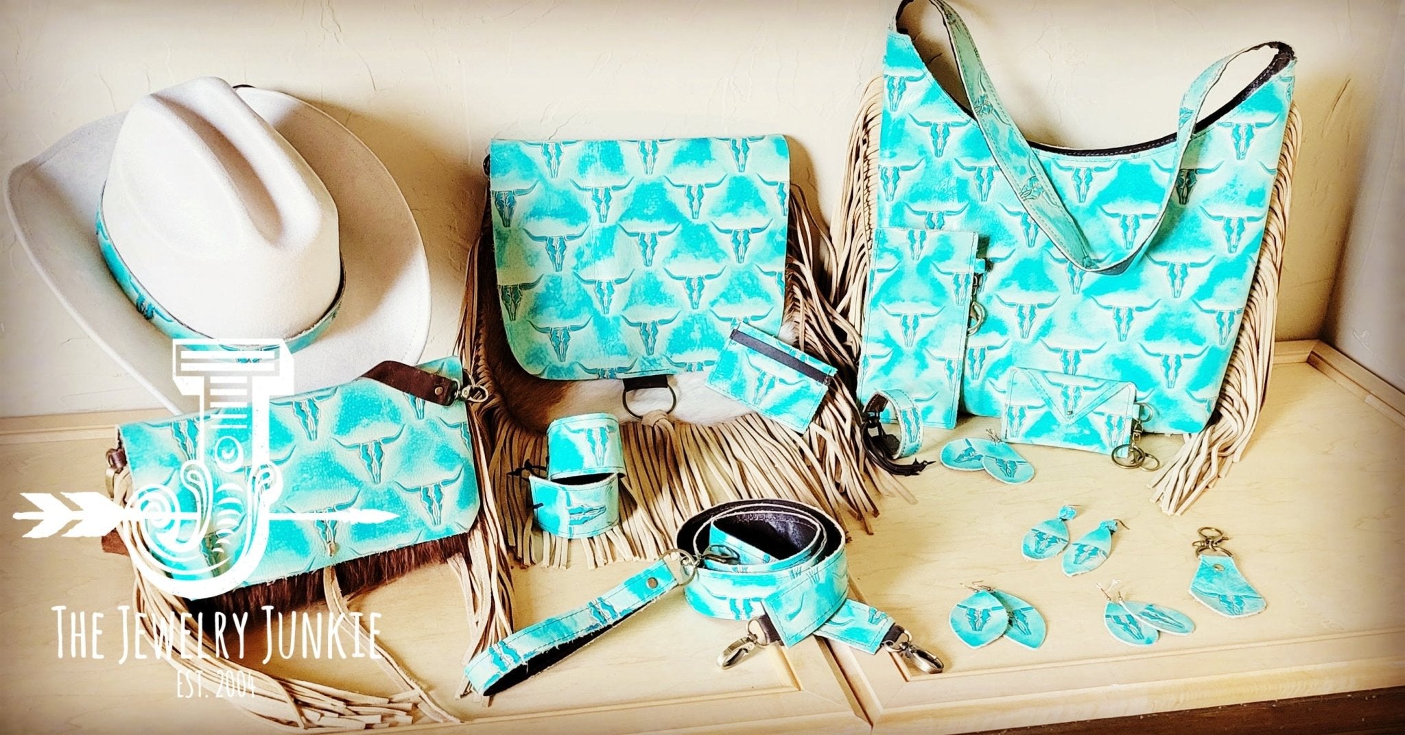 **Narrow Leather Cuff w/ Adjustable Tie Turquoise Steer Head 013j - THE ONLY Mars Emporium