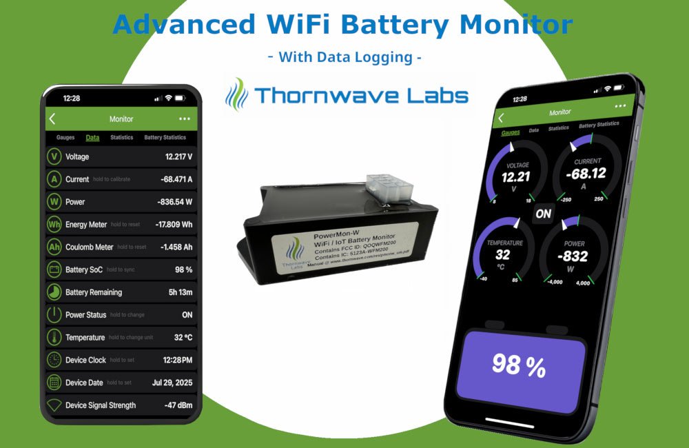 PowerMon - W - WiFi / IoT Advanced Battery Monitor / DC Power Meter with data logging - THE ONLY Mars Emporium