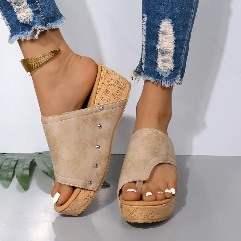 PU Leather Wedge Sandals - THE ONLY Mars Emporium