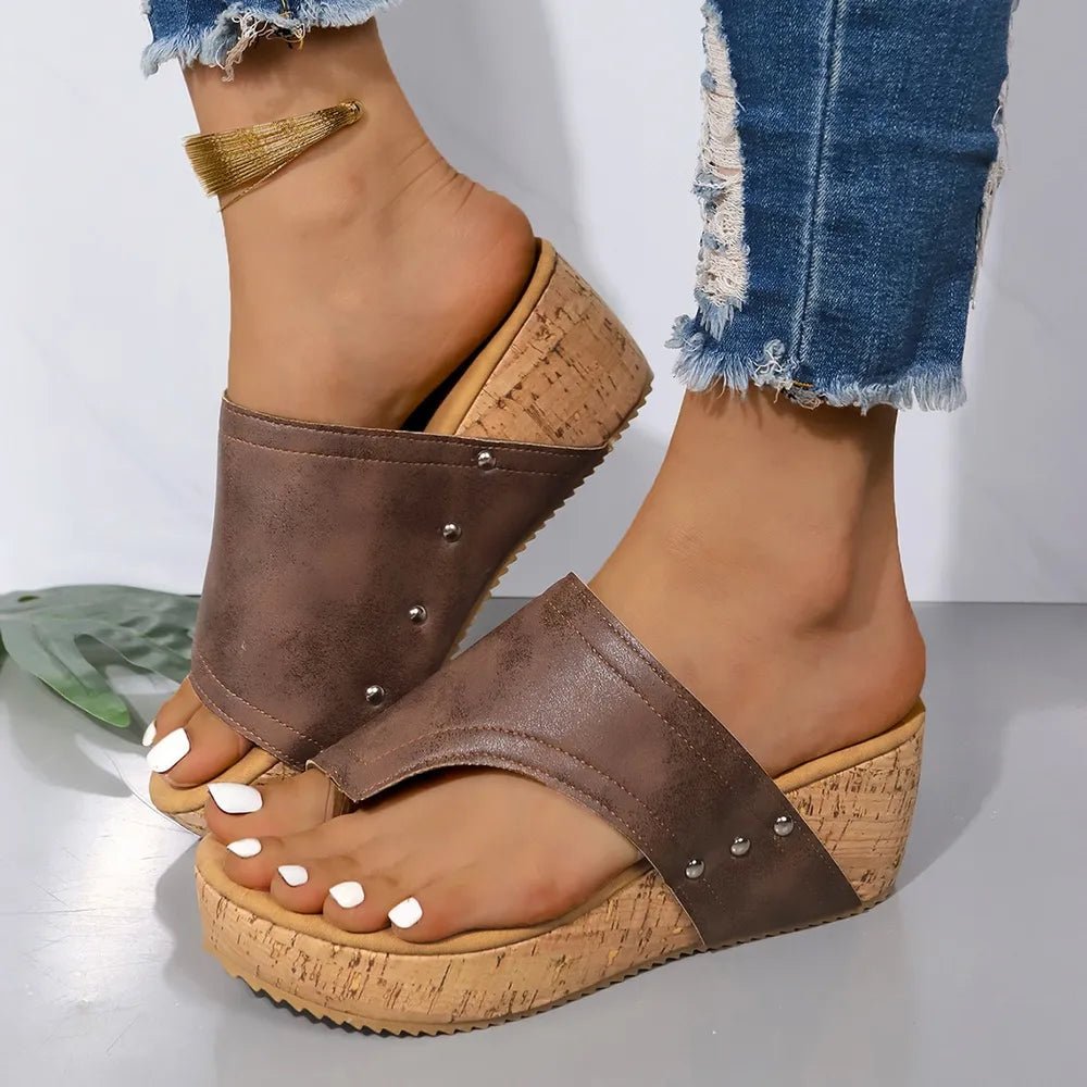PU Leather Wedge Sandals - THE ONLY Mars Emporium