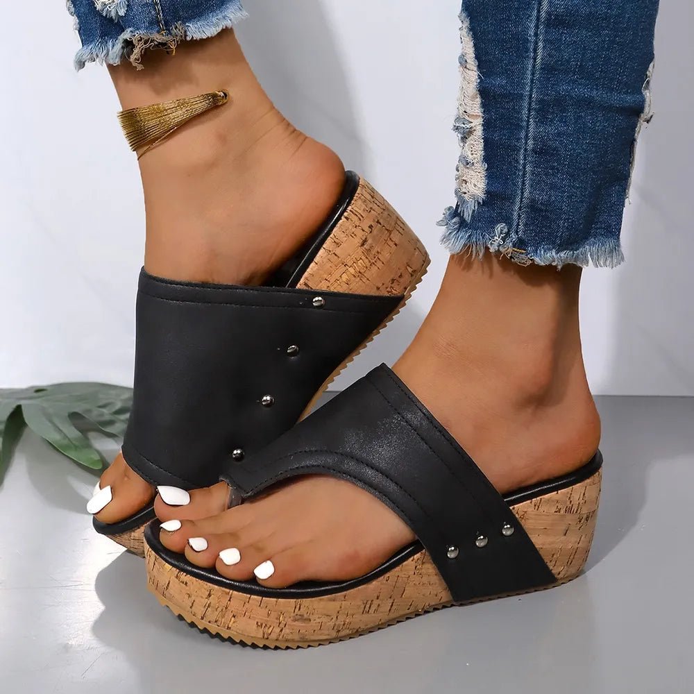 PU Leather Wedge Sandals - THE ONLY Mars Emporium
