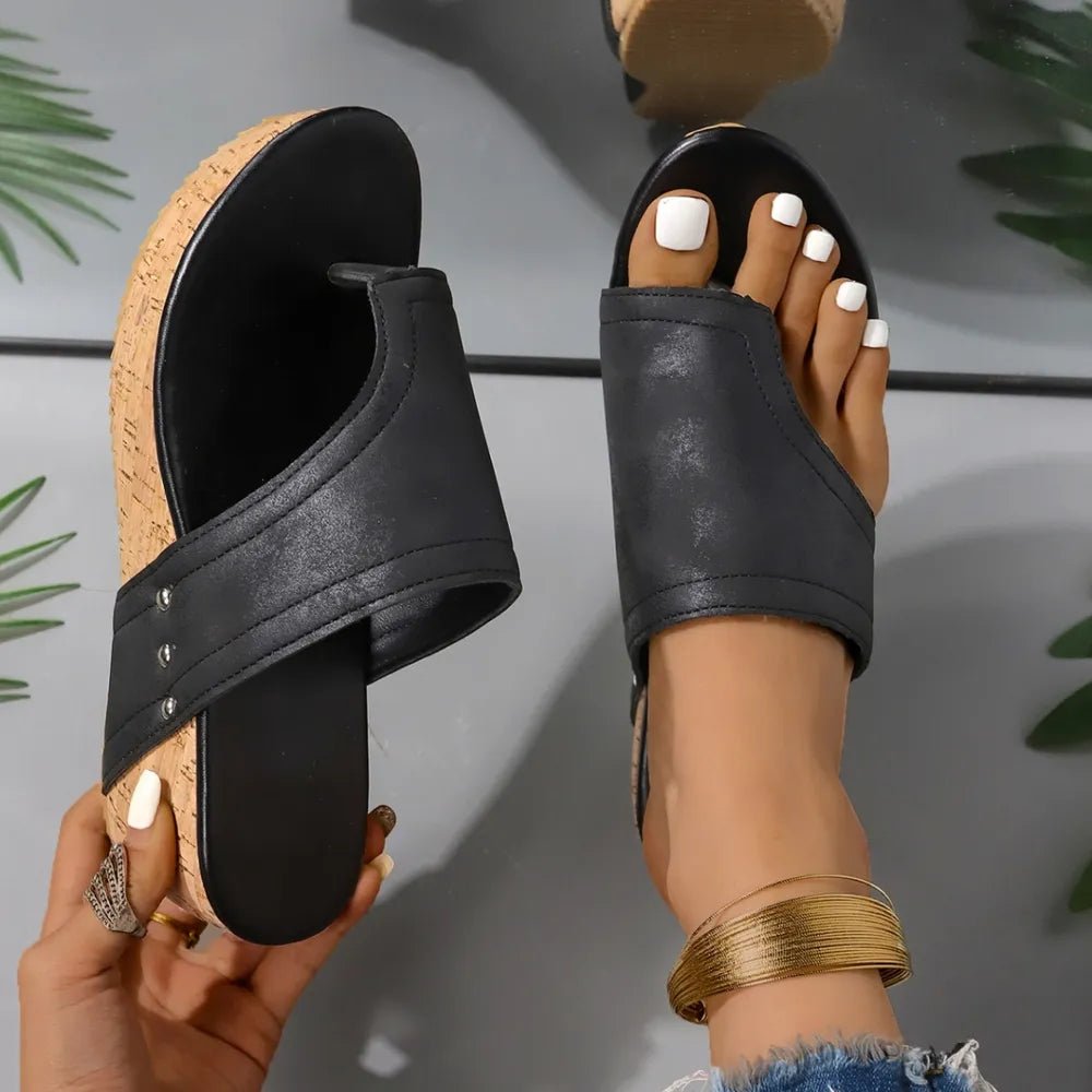 PU Leather Wedge Sandals - THE ONLY Mars Emporium