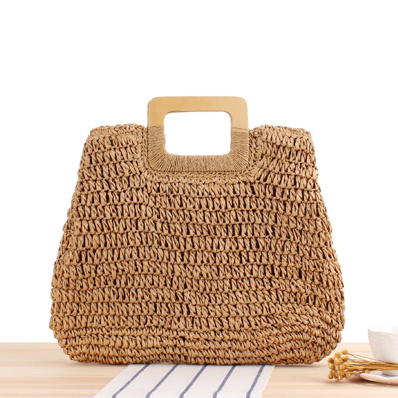 Retro Hand - Woven Bag Large Capacity Portable Hollow Out Cutout Straw Bag Seaside Vacation Beach Bag - THE ONLY Mars Emporium