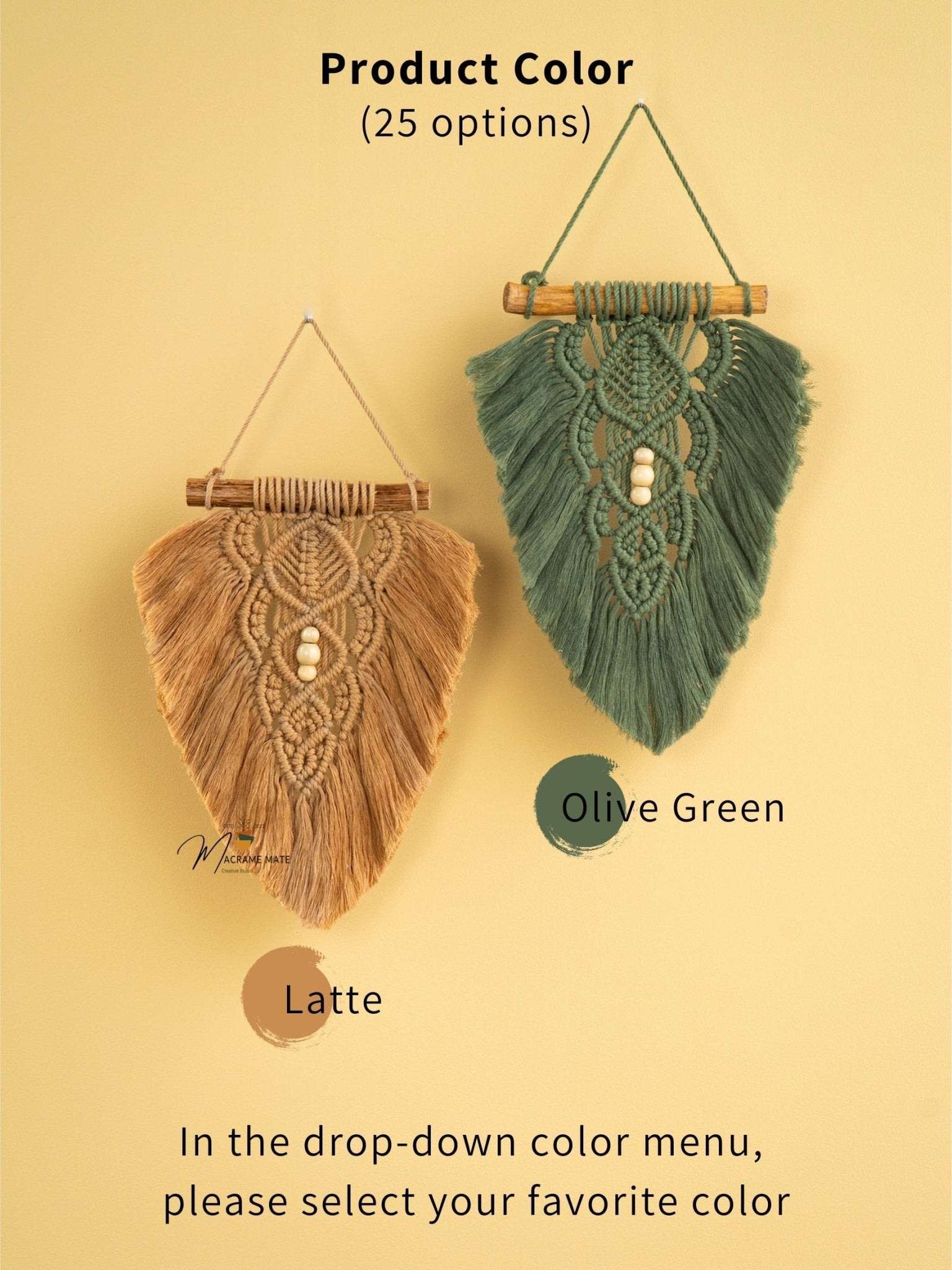 Rustic Latte Olive Macrame Leaves - THE ONLY Mars Emporium