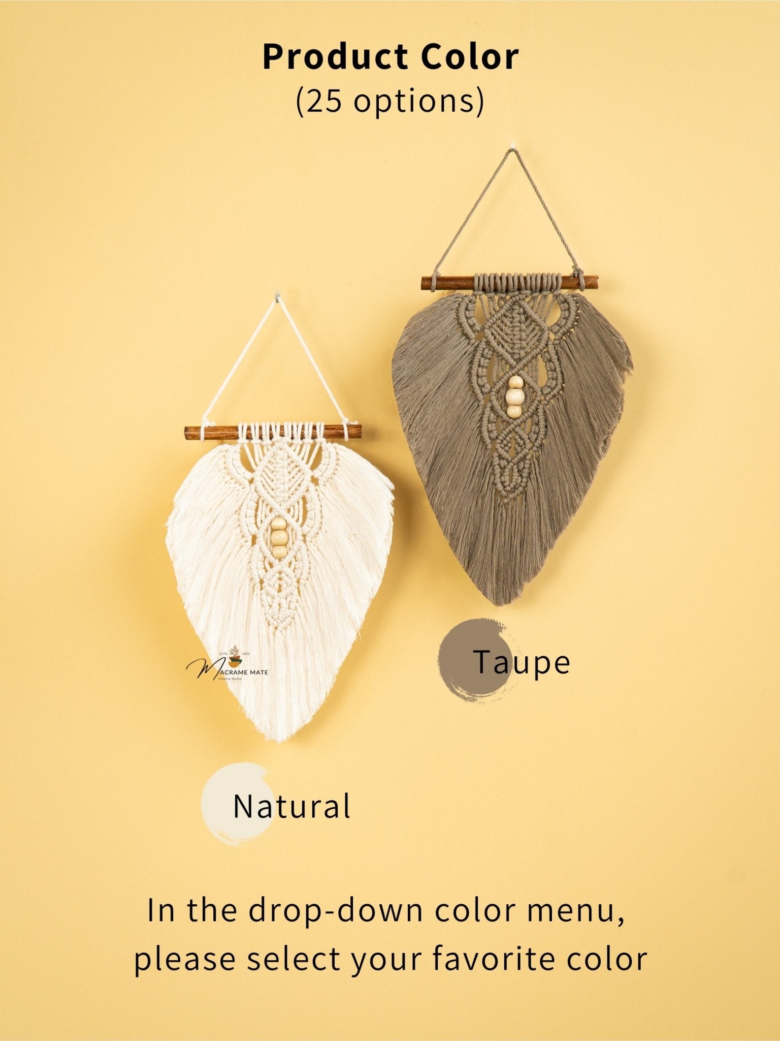 Rustic Natural Taupe Macrame Leaves - THE ONLY Mars Emporium
