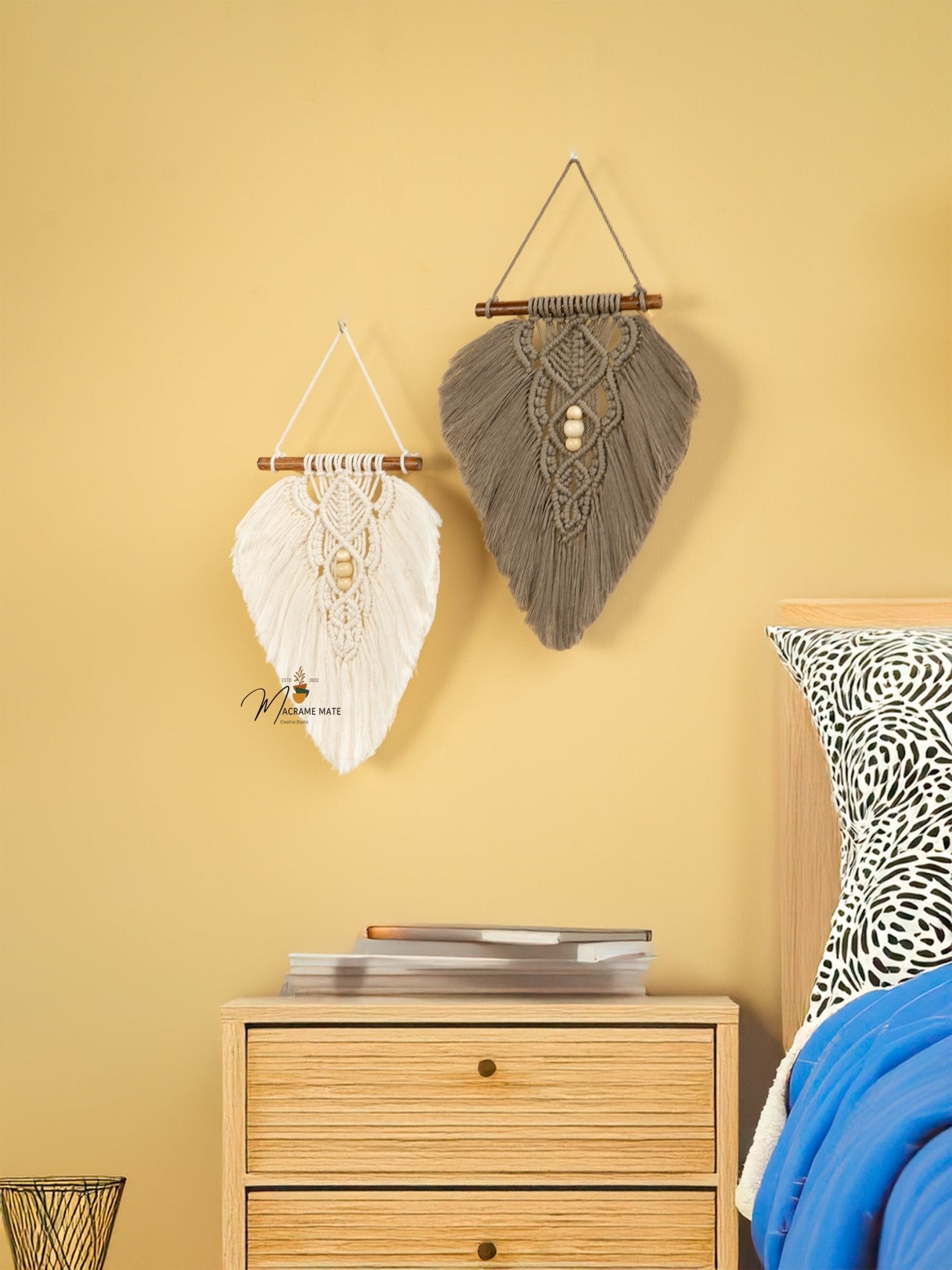 Rustic Natural Taupe Macrame Leaves - THE ONLY Mars Emporium