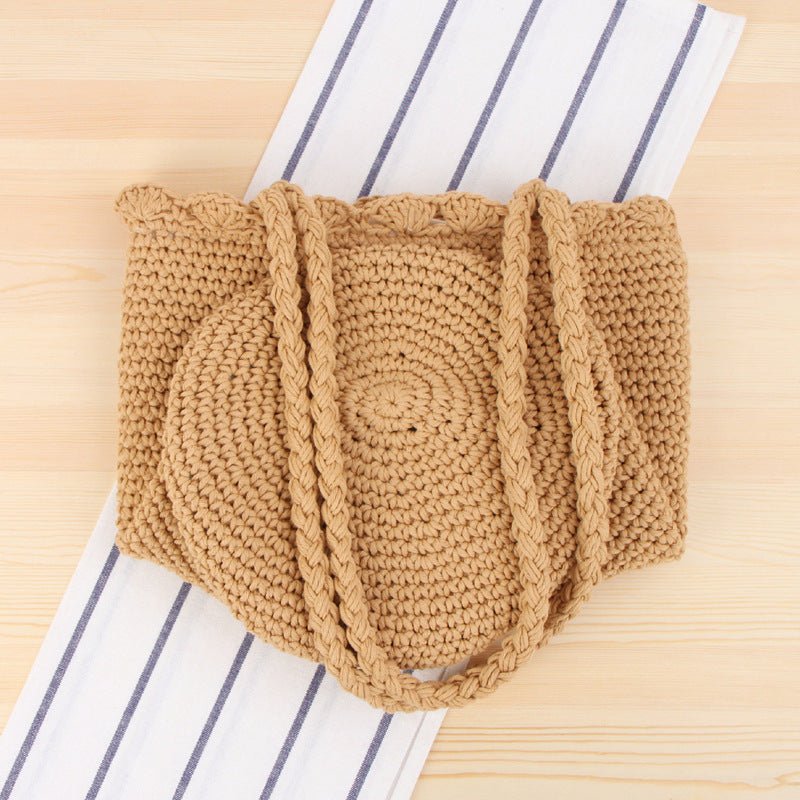 Shoulder Hand - Woven Bag Hand Crocheting Cotton String Vacation Beach Casual Bag - THE ONLY Mars Emporium