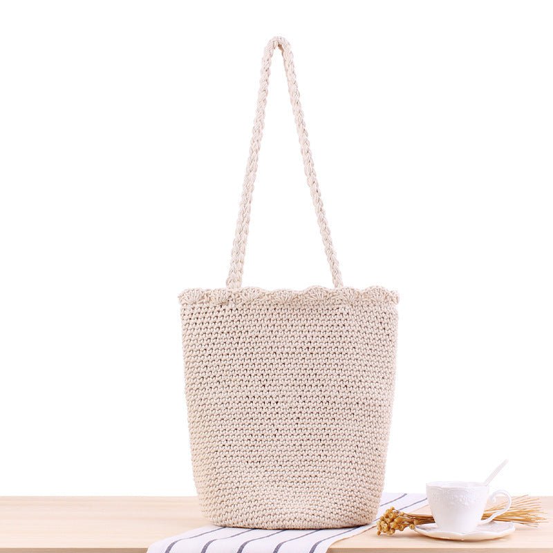 Shoulder Hand - Woven Bag Hand Crocheting Cotton String Vacation Beach Casual Bag - THE ONLY Mars Emporium
