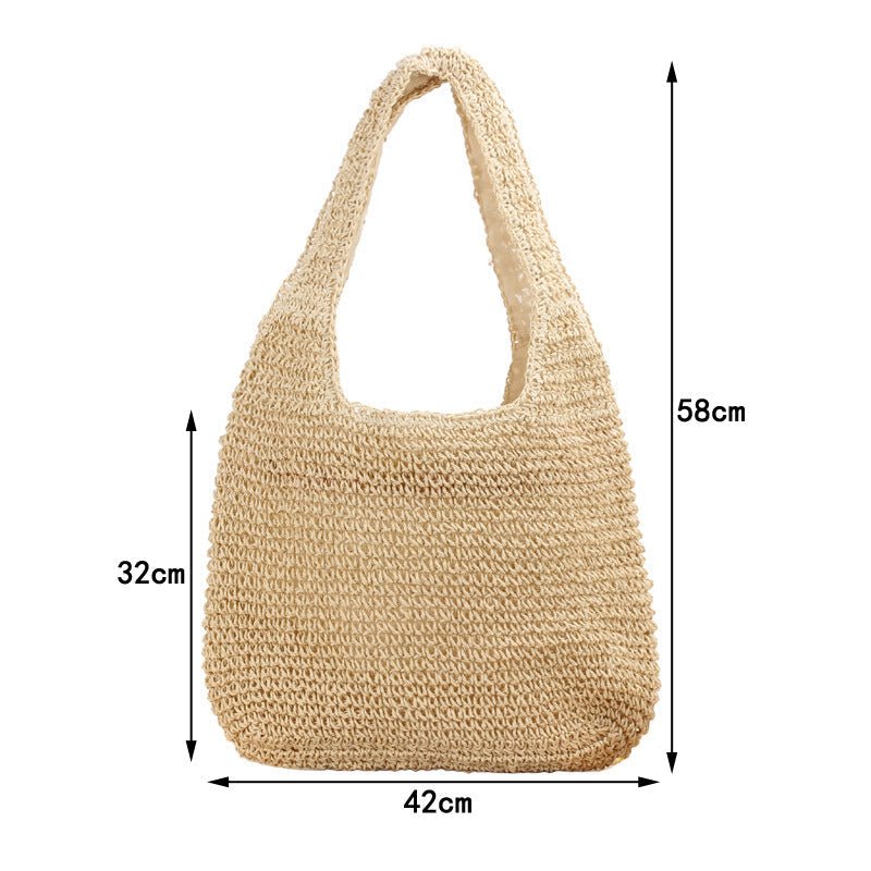 Shoulder Straw Bag Mori Hand Woven Bag Casual Large Capacity Beach Bag - THE ONLY Mars Emporium