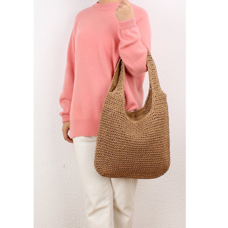 Shoulder Straw Bag Mori Hand Woven Bag Casual Large Capacity Beach Bag - THE ONLY Mars Emporium