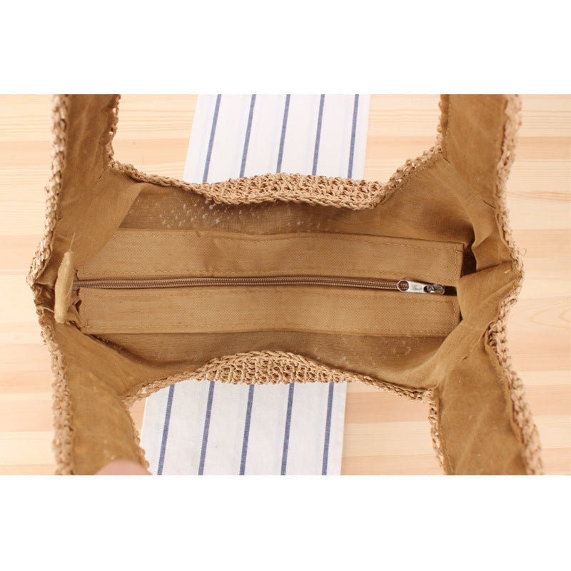 Shoulder Straw Bag Mori Hand Woven Bag Casual Large Capacity Beach Bag - THE ONLY Mars Emporium