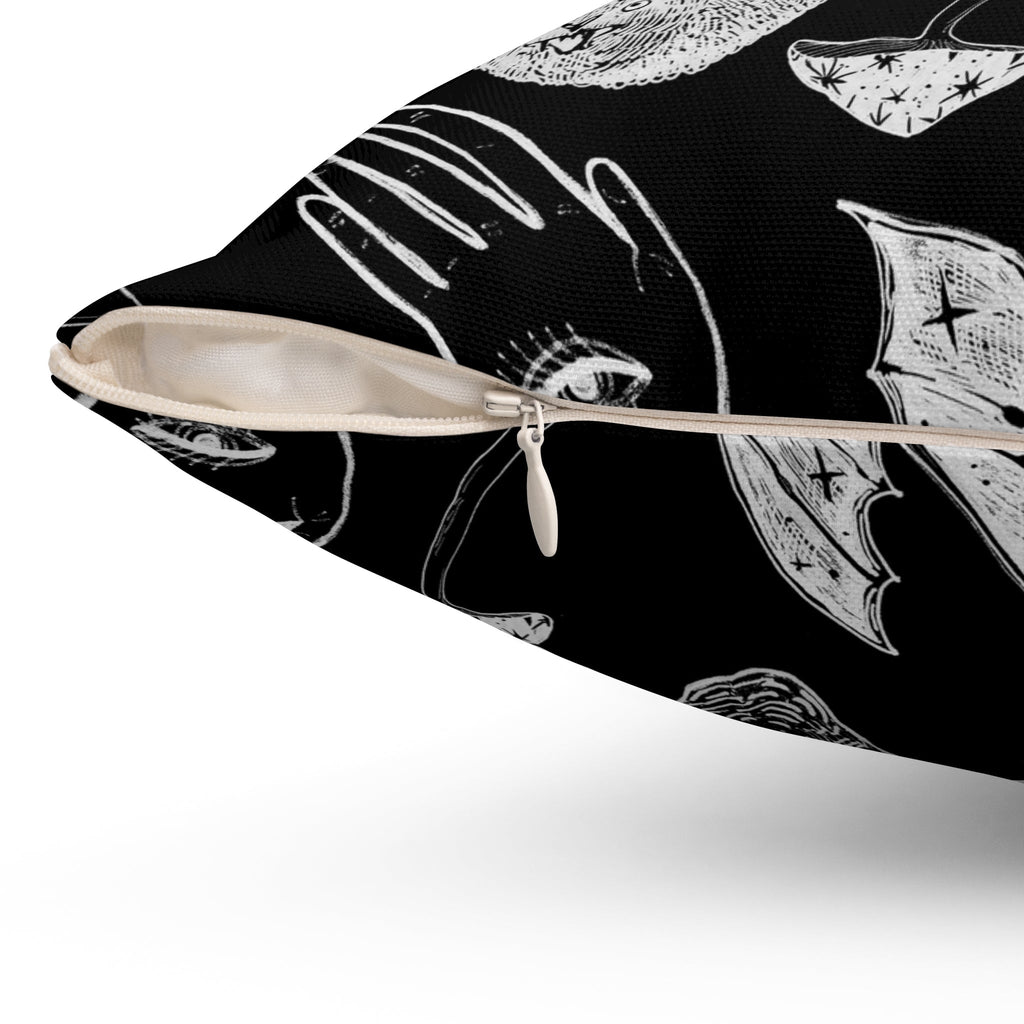 "Spooky Spells, Bats, and Mushrooms" Throw Pillow - THE ONLY Mars Emporium
