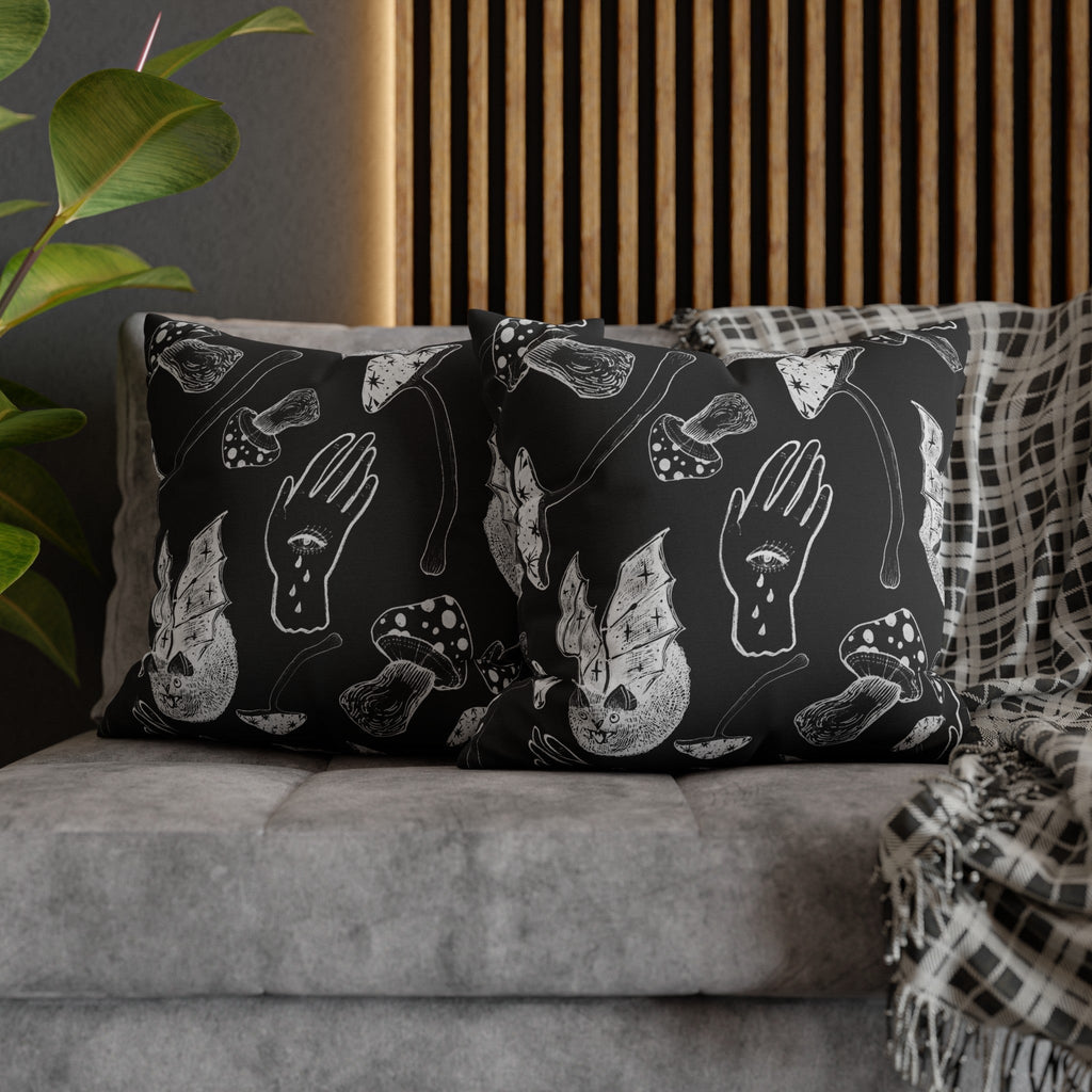 "Spooky Spells, Bats, and Mushrooms" Throw Pillow - THE ONLY Mars Emporium