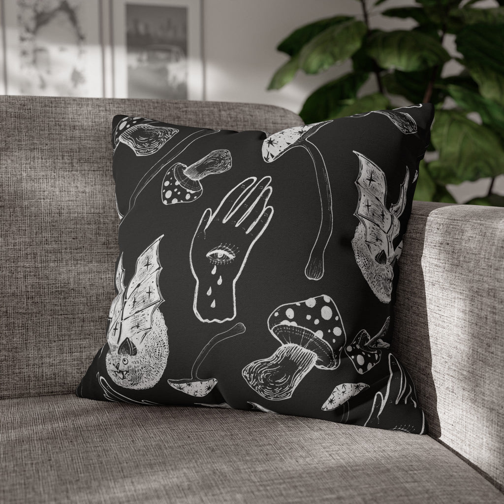 "Spooky Spells, Bats, and Mushrooms" Throw Pillow - THE ONLY Mars Emporium