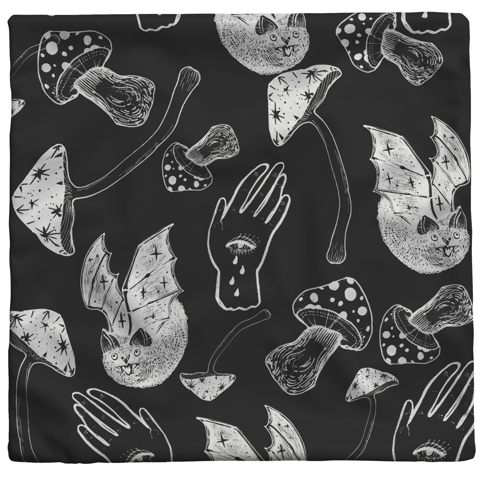 "Spooky Spells, Bats, and Mushrooms" Throw Pillow - THE ONLY Mars Emporium