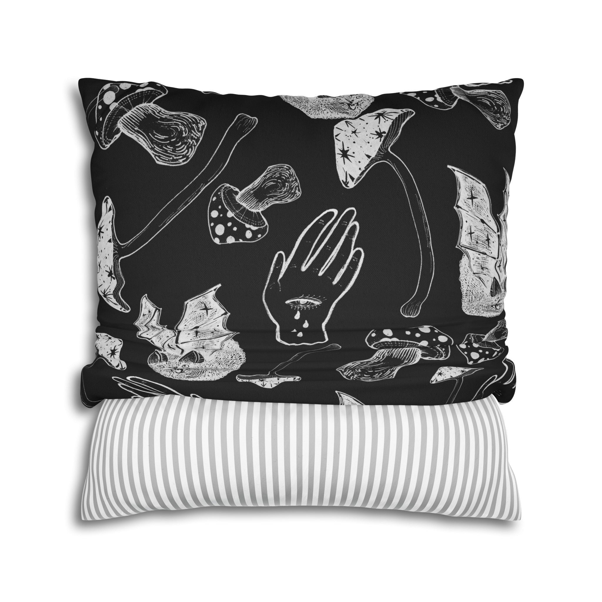 "Spooky Spells, Bats, and Mushrooms" Throw Pillow - THE ONLY Mars Emporium