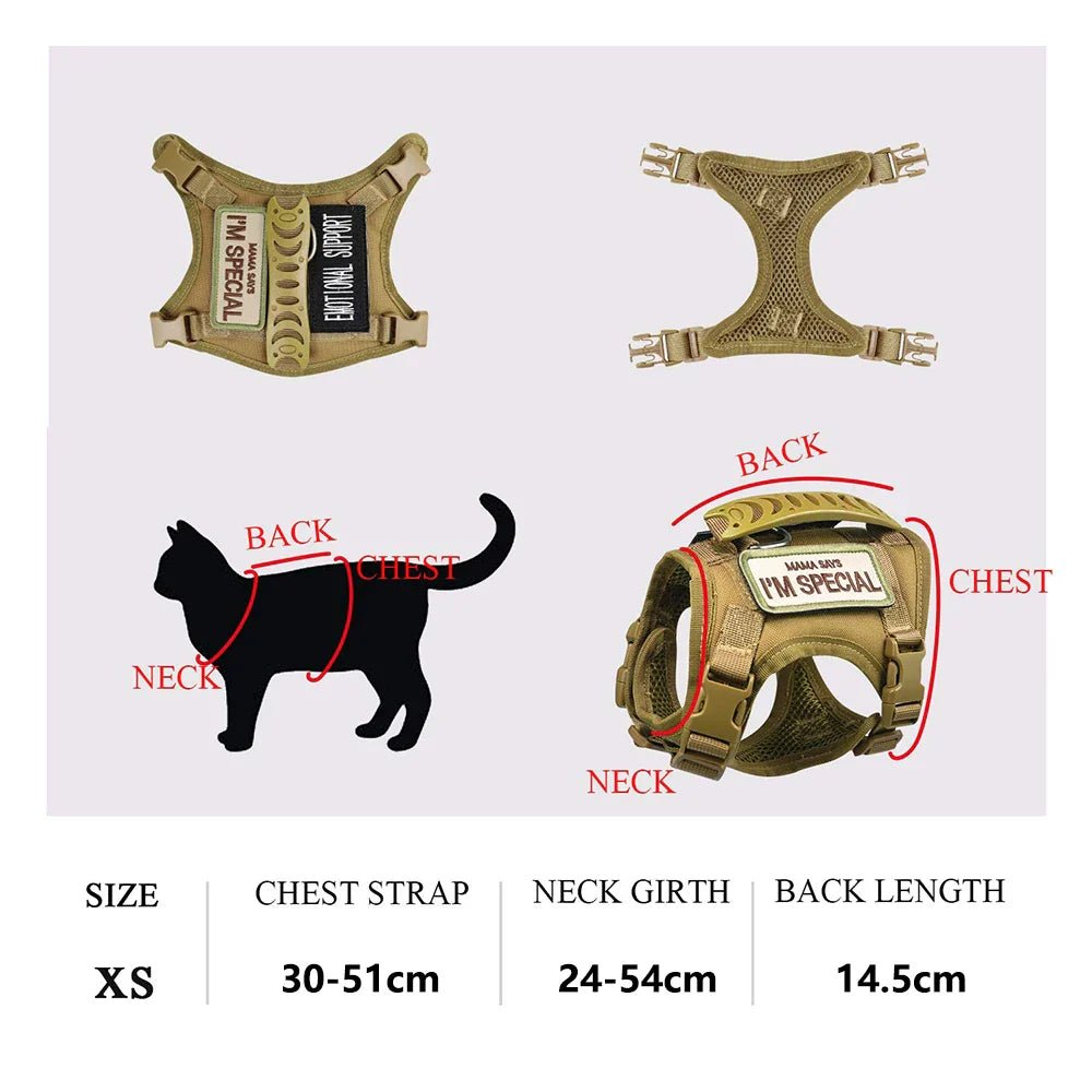 Tactical Cat Harness with 2 Patches Stickers Vest Harnesses - THE ONLY Mars Emporium