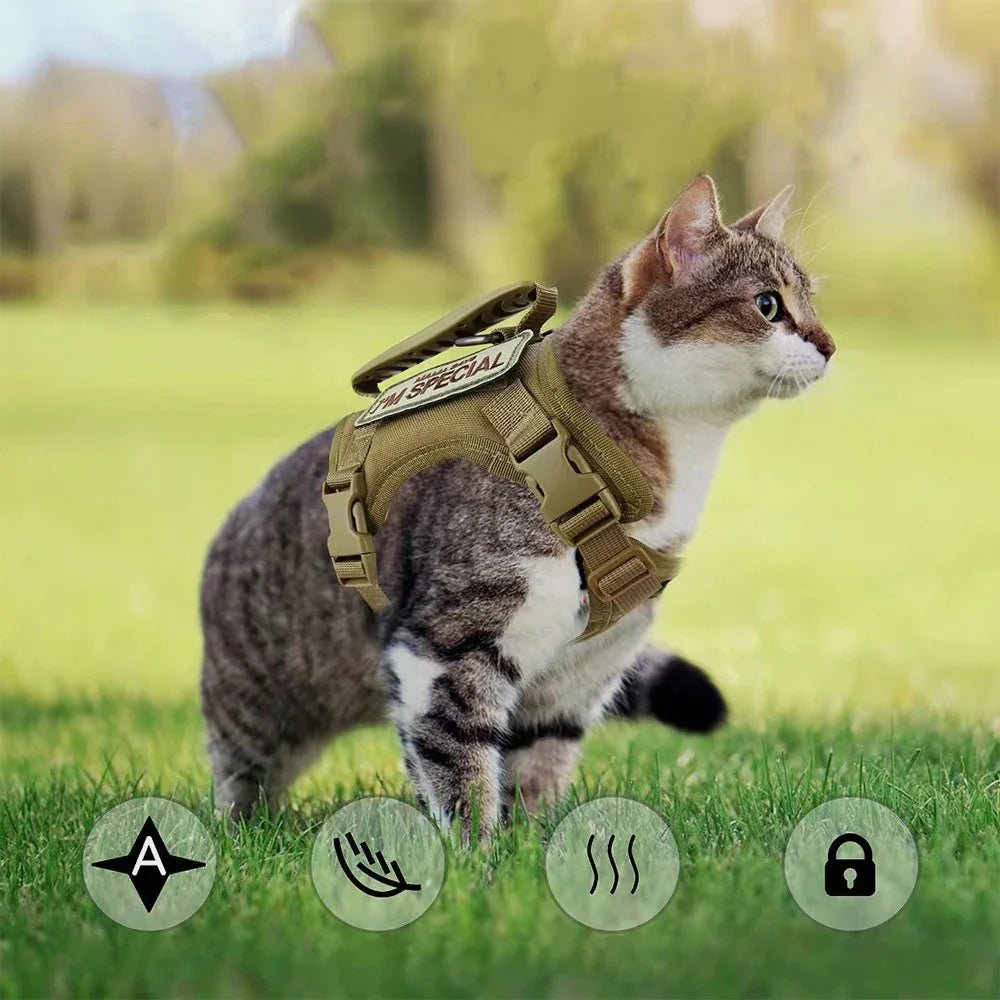 Tactical Cat Harness with 2 Patches Stickers Vest Harnesses - THE ONLY Mars Emporium