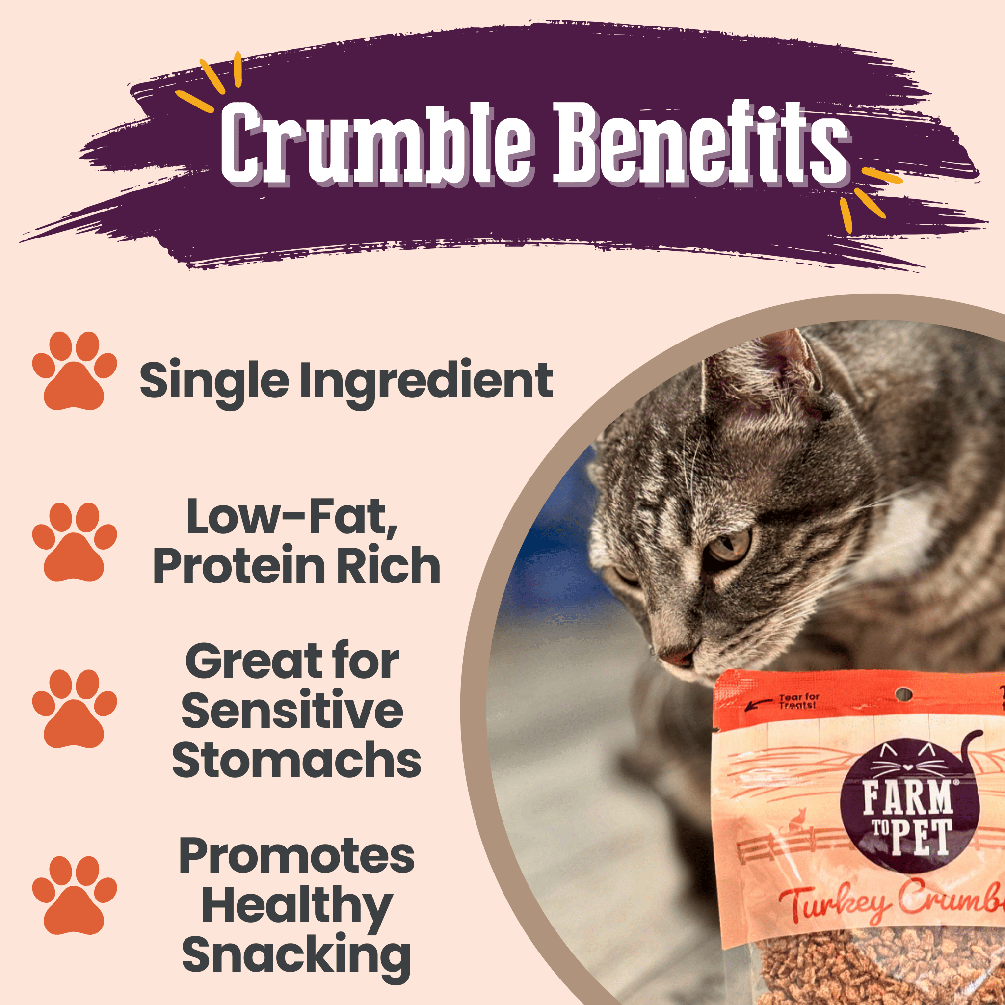 Turkey Crumbles for Cats | Grain - Free Cat Treats - THE ONLY Mars Emporium