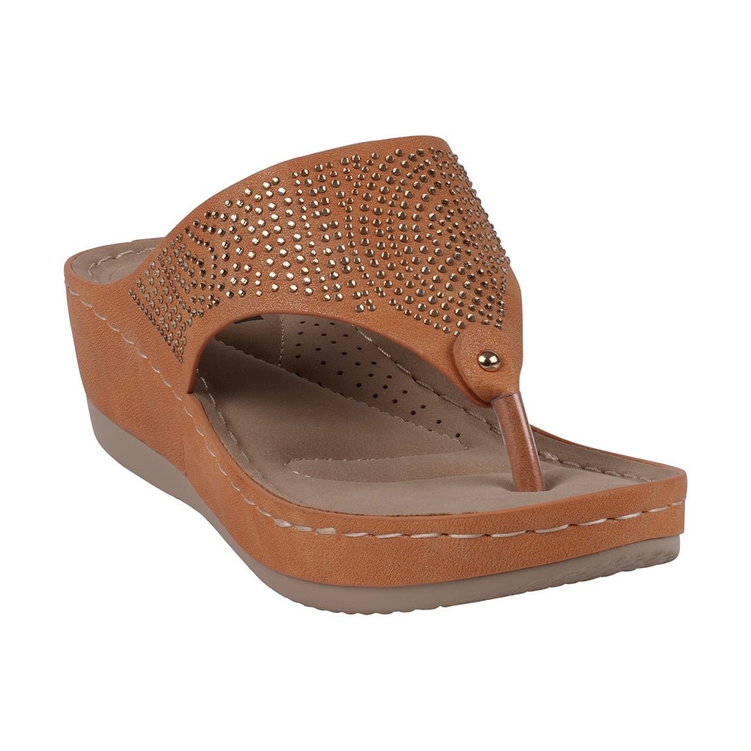 Wagner Orange Embellished Wedge Sandals - THE ONLY Mars Emporium