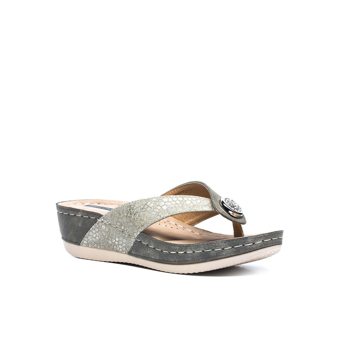 Women's Dafni Khaki Wedge Sandals - THE ONLY Mars Emporium