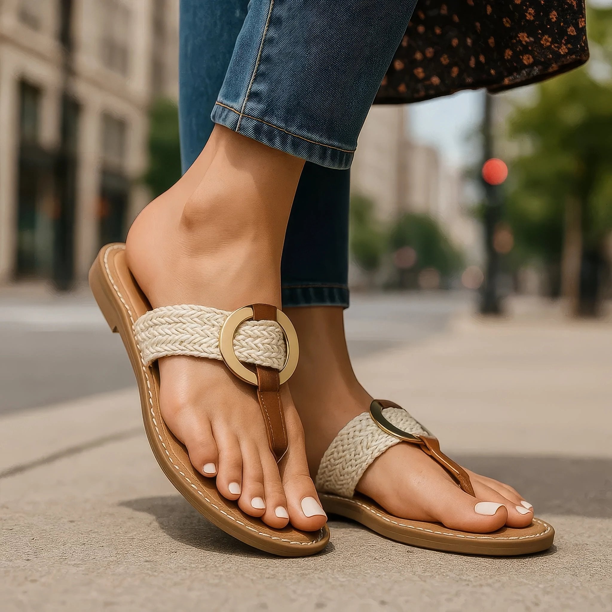 Women's Jovie Natural Thong Flat Sandals - THE ONLY Mars Emporium
